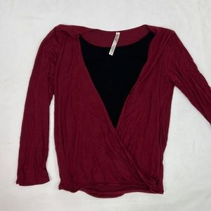 #1419 Andrea Missy Maroon & Black Comfy Sweater | Size: M